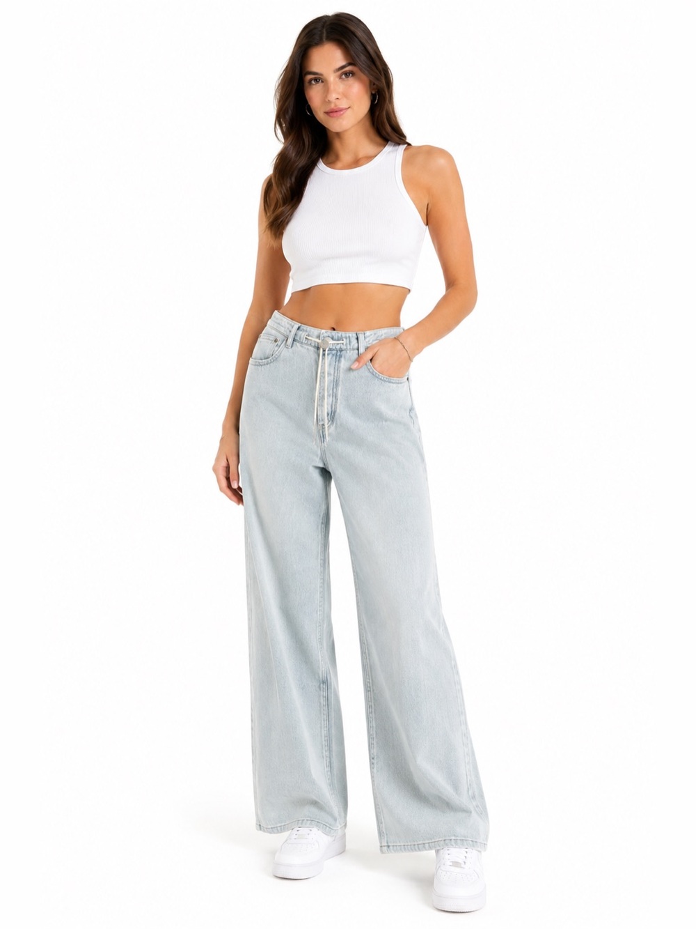 Wide Leg Light Wash Jeans - Classic Flare